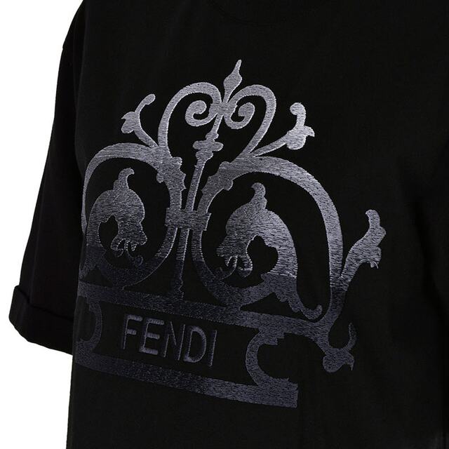FENDI/FENDI Women's Embroidered Cotton Mid-Sleeve T-Shirt FS7011A8FU
