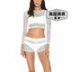Self -operated L Space women's Sarah white long -sleeved sewn melting net cloth short top -white [white [
