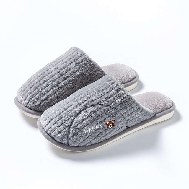 Cotton slippers men's autumn and winter 2025 new indoor home warm plush couple home use women's non-slip thick bottom