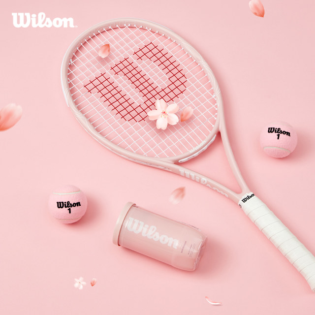 Wilson Wilson 2025 new cherry blossom pink tennis racket for girls beginner carbon adult advanced racket
