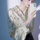Brand discount store counter withdrawal cabinet white polka dot satin shirt women's unique and beautiful waist-hugging shirt high-end feeling