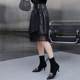 Sewed skirt 2025 autumn new genuine leather high waist leather skirt sheepskin tulle skirt black mid-skirt slim skirt