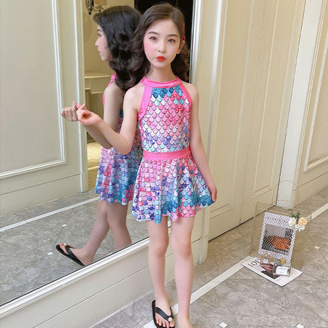 Children's swimsuit 2023 summer new mermaid split skirt girl swimsuit small, medium and large children's hot spring swimsuit