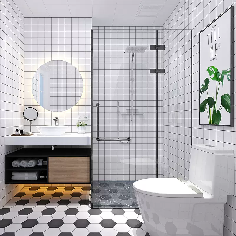 浴室防水防潮自粘墙贴卫生间瓷砖墙纸厕所贴纸装饰壁纸洗手间翻新