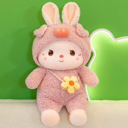 Cute little rabbit male rabbit rabbit plush toy bed with sleeping dolls pillow Valentine's Day gift to girls