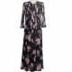 Nj mulberry silk screen eye V -neck cuff dressing mid -long skirt A -line skirt 5012 Mom is elegant
