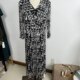 Nj mulberry silk screen eye V -neck cuff dressing mid -long skirt A -line skirt 5012 Mom is elegant
