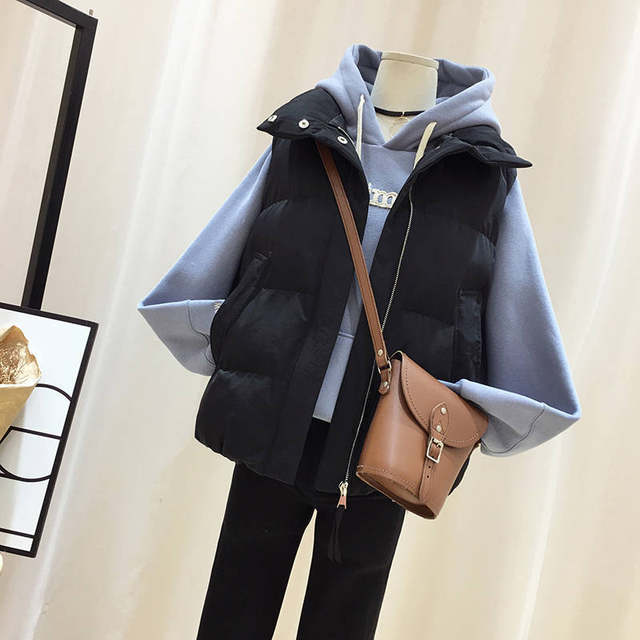 Plel cotton -horse armored female 2023 autumn new women's Korean version of the loose and loose shoulders wearing wild stand -up collar short and winter