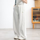2025 spring loose casual straight-leg pants for women sickle embroidered smiling face simple and versatile to make them look slim and tall wide-leg pants large size