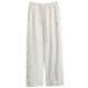 2025 spring loose casual straight-leg pants for women sickle embroidered smiling face simple and versatile to make them look slim and tall wide-leg pants large size