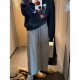Drawstring versatile straight skirt knitted skirt women's autumn new loose hip-covering slit long skirt A-line skirt bag skirt