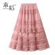 1276 Heavy Industry Sweet Lace Cake Skirt Skirt Spring and Summer Women's Long Skirt Gauze Skirt High Waisted Wooden Earring Mesh Skirt