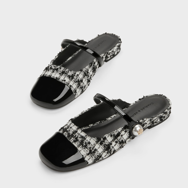 CHARLES/KEITH summer women's shoes CK1-70900458-1 one-strip flat muller slippers for women outside wear
