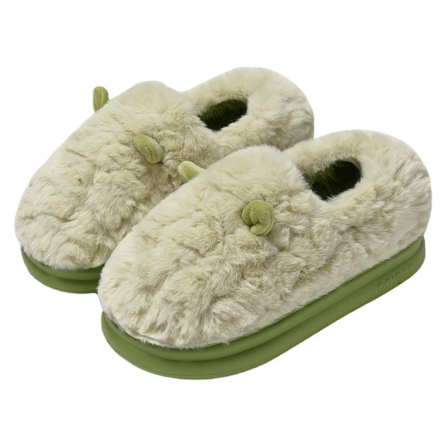 Cotton slippers women's winter heel home indoor 2025 new thick-soled plush belt heel postpartum cotton shoes women's model