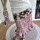 New summer American retro splicing contrasting print wrinkled skirt island atmosphere casual design medium skirt