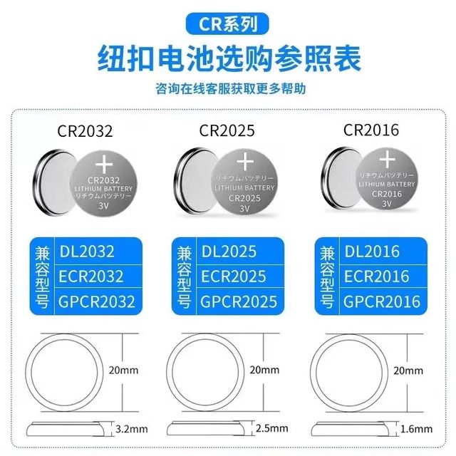 CR2032 button battery car key remote control computer motherboard computer blood glucose meter electronic scale 3v battery