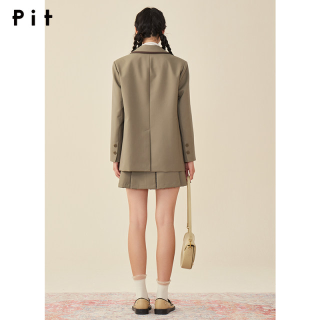 PIT retro a-line short skirt high waist slim pleated skirt for women 2024 autumn clothes new small person high skirt
