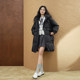 PIT retro simple 90 white duck down black versatile drawstring hooded long down jacket for women in winter