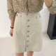 European and American cotton pockets slim solid color button commuting OL skirt, original foreign trade single women's summer and autumn new style