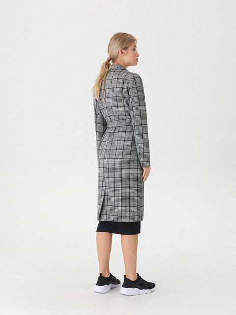 European and American classic plaid mid-length lace-up slim and fashionable casual OL windbreaker foreign trade original single women's clothing spring and autumn new style