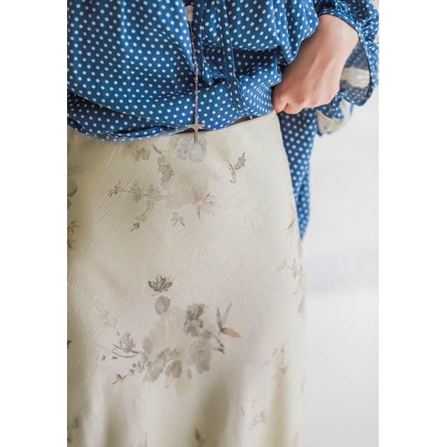 Fildan slim and slim fishtail skirt with slit long skirt New Chinese floral side zipper skirt 0055