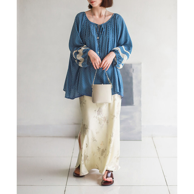 Fildan slim and slim fishtail skirt with slit long skirt New Chinese floral side zipper skirt 0055