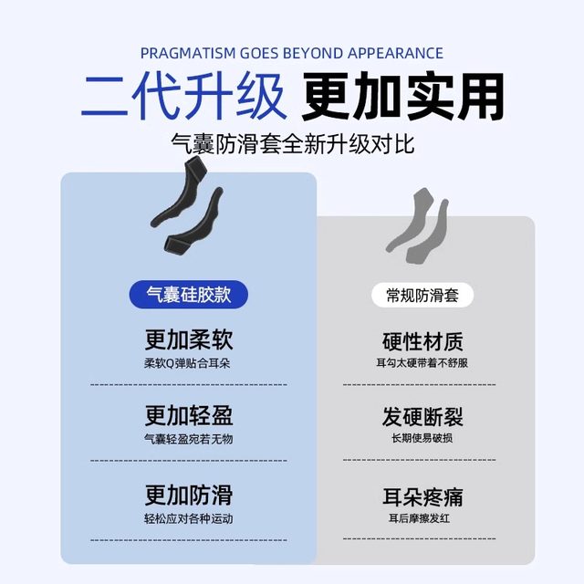 Air bag glasses anti-slip cover anti-falling artifact silicone fixed ear hook holder children's anti-falling eye leg hook card drag