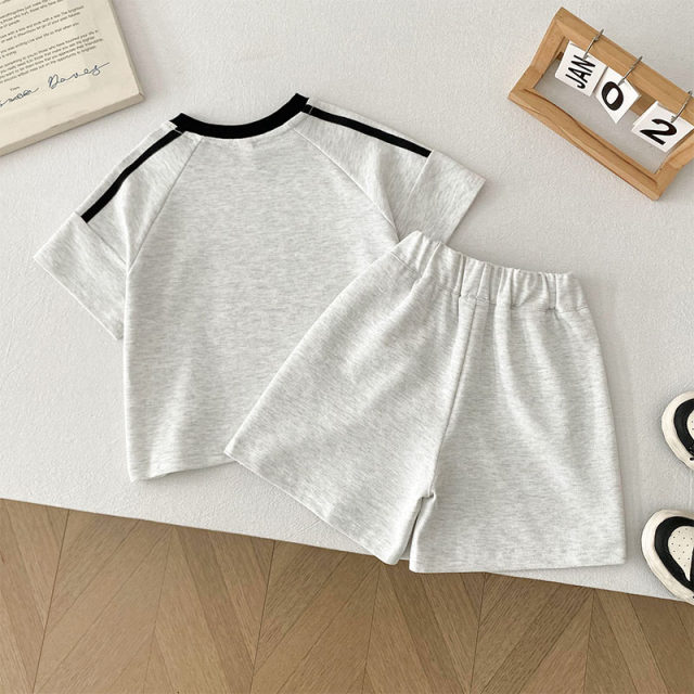 Children's summer sportswear set 2025 new boys pure cotton short-sleeved two-piece summer suit boys handsome children's clothing