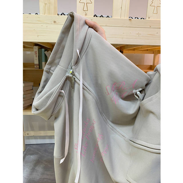 Cat ear hooded sweatshirt for women in autumn and winter oversize plush velvet thickened jacket loose lazy style cardigan top