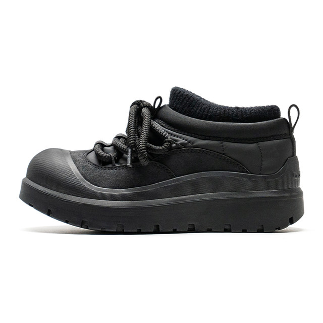 Donkey Donkey Donkey anti -ski boots women in winter plus velvet warm casual black lace short tube thick bottom cotton shoes