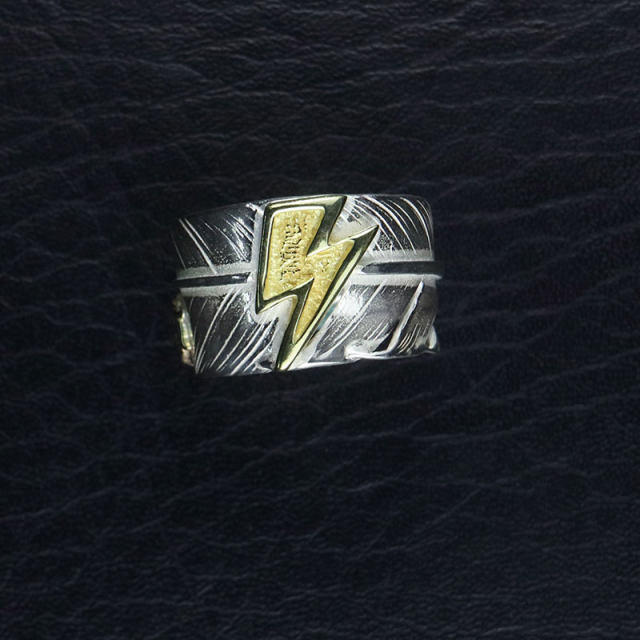 Ivala Laoshima see Taro Washimi Pure silver 18K gold lightning solarin feather ring men and women all silver models
