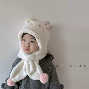 小熊帽子口罩围脖围巾一体带的男孩戴9儿童4男童5女童6冬天8连7岁-Taobao