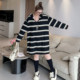 
Yuanzijia's new large size autumn new fat mm loose commuting fashion versatile loose slimming striped hooded dress