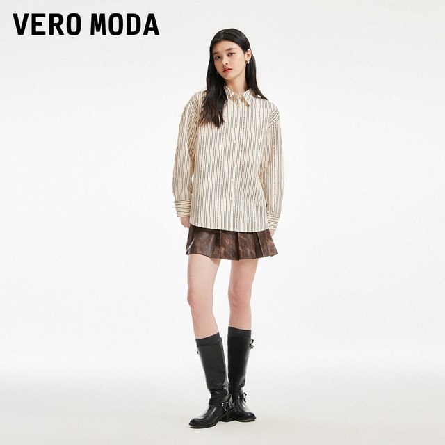 Vero Moda shirt female 24 autumn and winter new college wind stripes ...