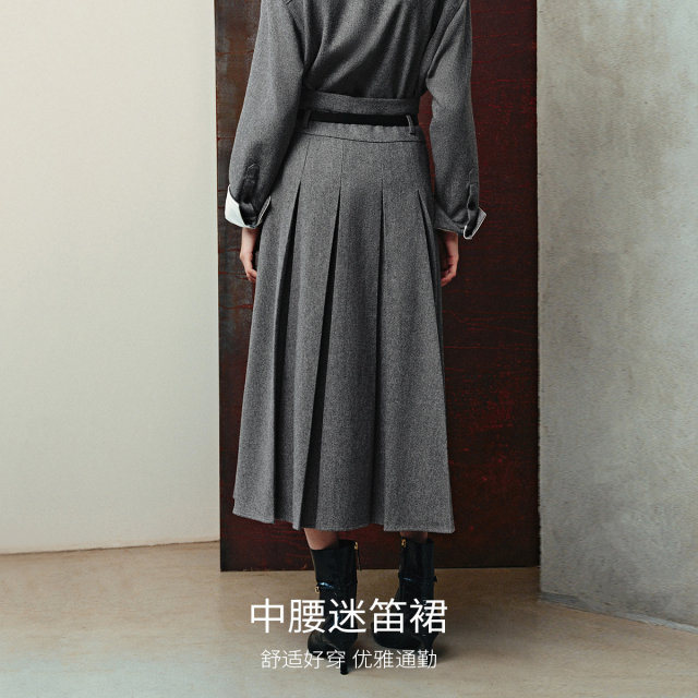 Vero Moda skirt 2025 spring new style slim pleated skirt with wool pleated skirt college style 325116025