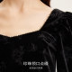 Vero Moda Top 24 Autumn New Velvet Rose Embossed Beaded Square Collar Top French 324458002