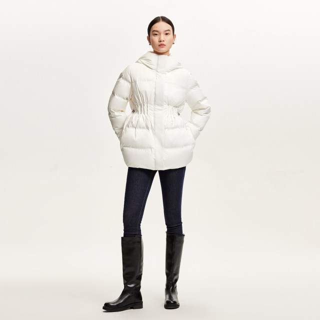 Vero Moda down jacket female 2024 autumn new pump rope folds checkered texture fabric 90 white duck down