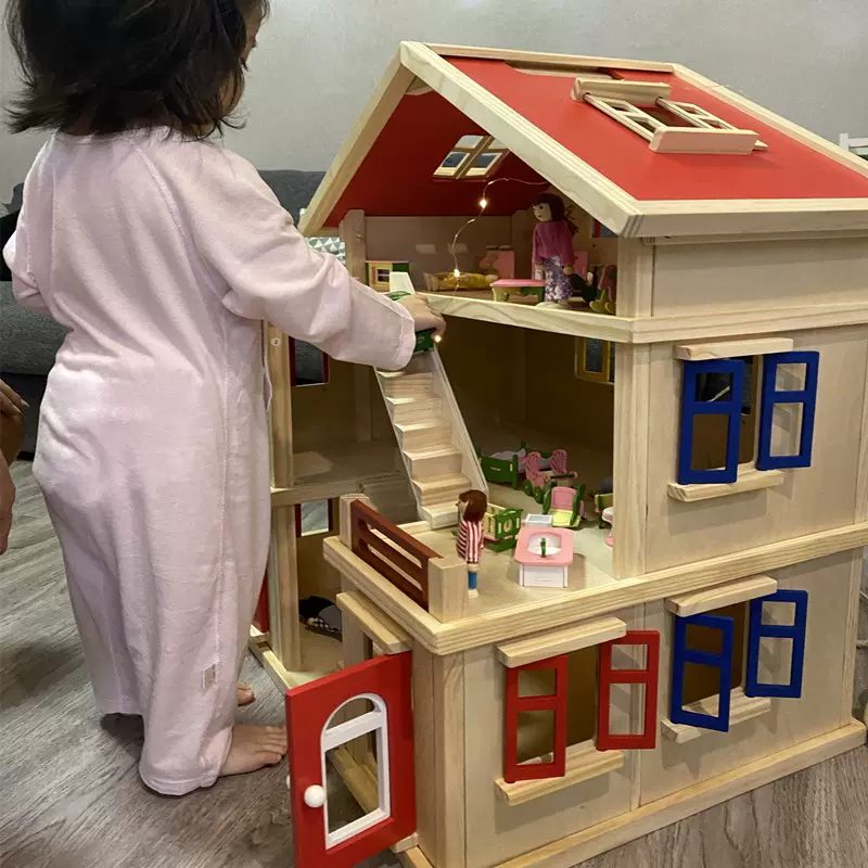 女孩小屋别墅公主房子儿童房玩具屋木制过家家玩具益智大型娃娃屋 Taobao