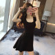 Thicked hot girl small black skirt short skirt summer new heart -style nighttime sexy dress reduction age thin nightclub women's clothing
