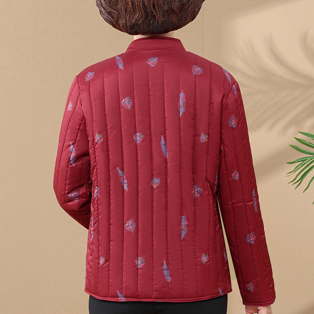 Hengyuanxiang mother winter thin down cotton coat elderly women's floral warm short cotton coat grandma jacket cotton jacket