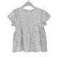 Fara Summer White Polka Dots Versatile Simple Shirt Women's New Korean Style Elastic Waist Slim and Sweet Top