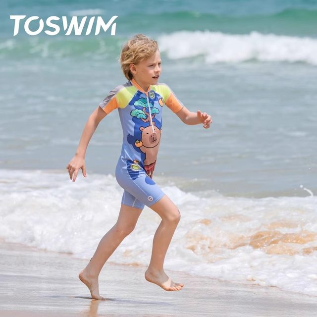 TOSWIM children's swimsuit girls boys and girls swimming in big children one-piece sun protection swimsuit
