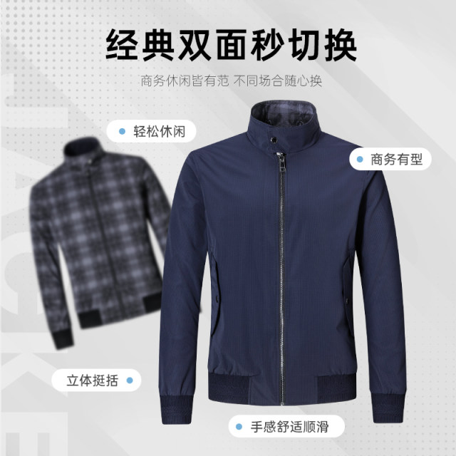 Seven Wolves men's stand-up collar double-sided jacket men's spring new ...