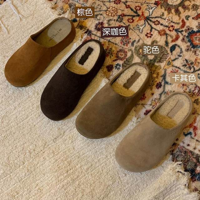 Dafa sister real photo cowhide 2025 new thick-soled Birkenstock shoes with one foot and half slippers for women