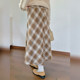 Winter atmosphere plaid skirt for women 2024 new large size high waist sweet style Korean mid-length A-line skirt