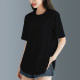 Black irregular modal cotton short-sleeved T-shirt for women in summer solid color loose large size design niche t-shirt
