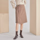 EMOO Yangmen high-waisted skirt for women plaid commuting mid-skirt design sense slit straight skirt spring new style