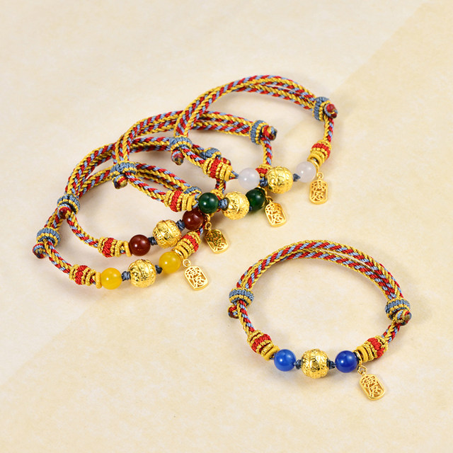 
Tibetan handmade five Buddha bracelets niche color red couple men and women God of Wealth Tara bracelets bracelets jewelry