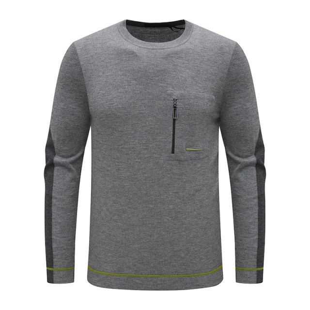 SF427 Saint Men's Cardigan Comfortable and Elastic Wool Casual Round Neck Pullover Sweater Gray
