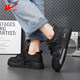 Genuine Huili bread shoes men's shoes all black versatile mesh breathable thick sole shoes large size work shoes